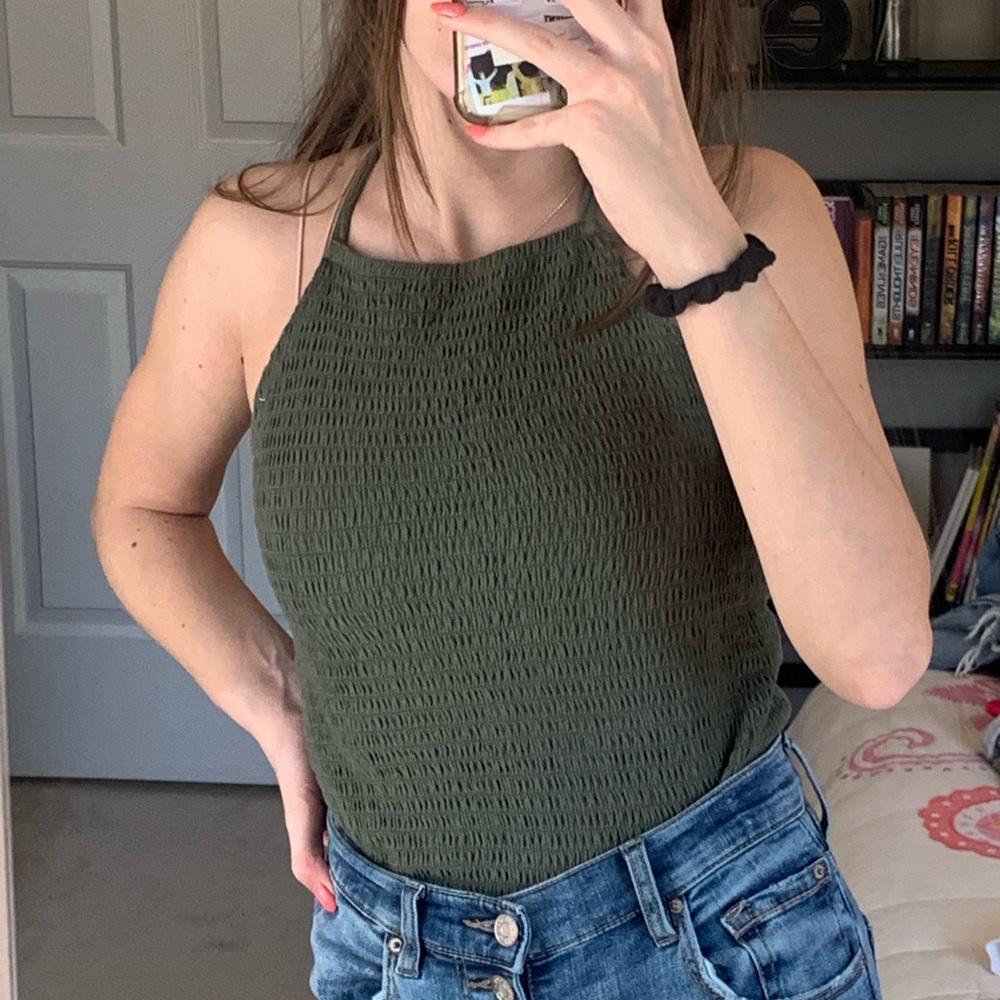 Olive green Hollister halter top